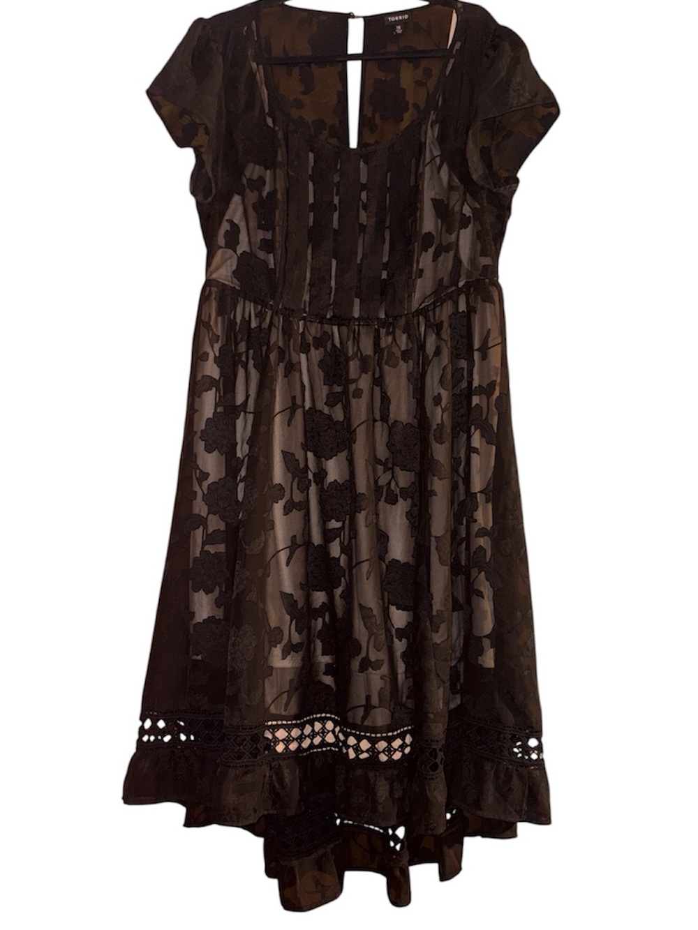 Torrid Size 16 Black Floral Lace Midi Dress Fit & Flare Romantic Gothic